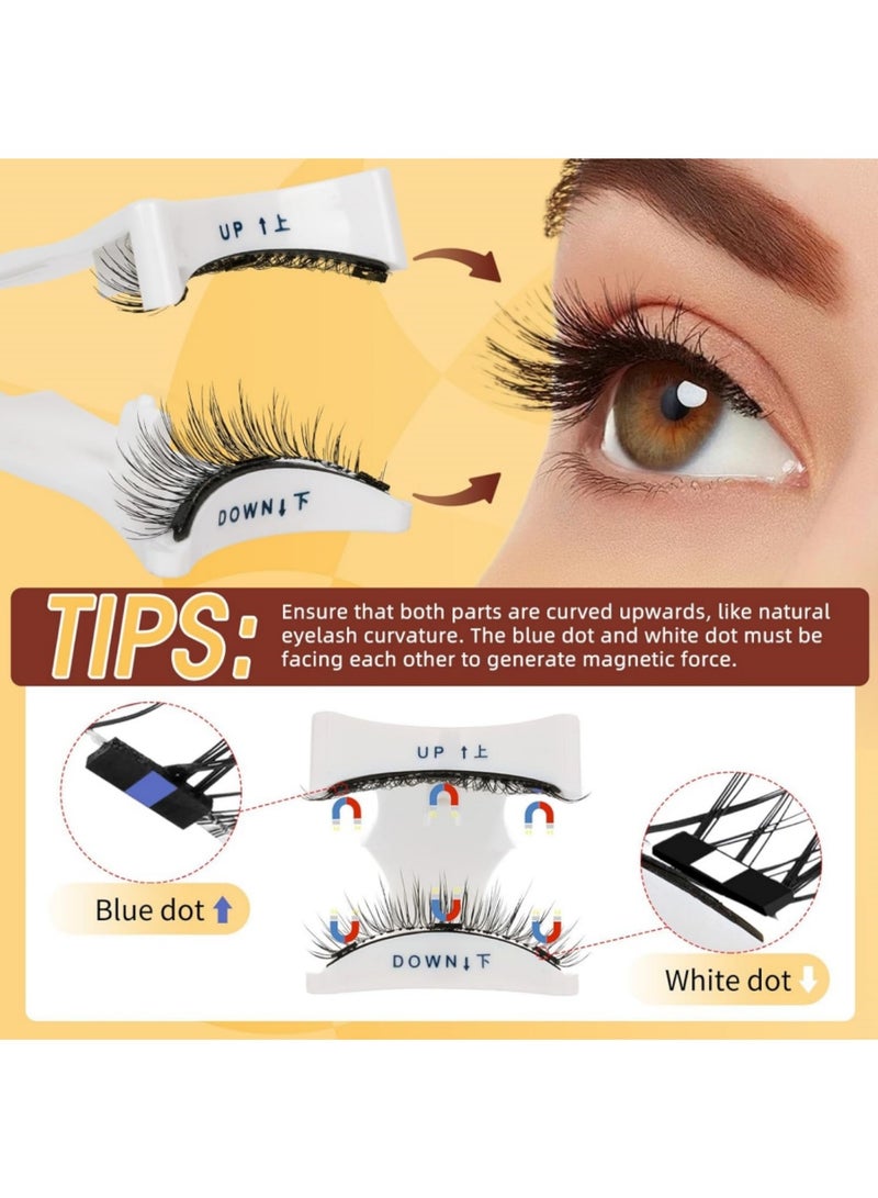 saykfoe Magnetic Eyelashes 4 Pair Reusable Magnetic Eyelashes with Applicator No Glue Needed Eyelashes Natural Look Lash Clusters Kit Easy to Wear and Remove (4 Pairs-A04) - Image 3